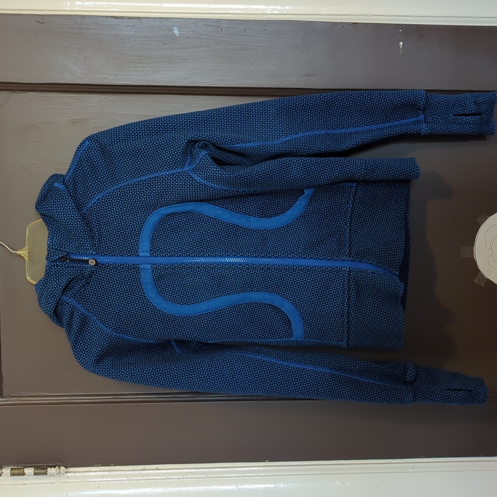 Lululemon Scuba Hoodie Stretch Double Diamond Baroque Blue Cuffins Women Size 2
